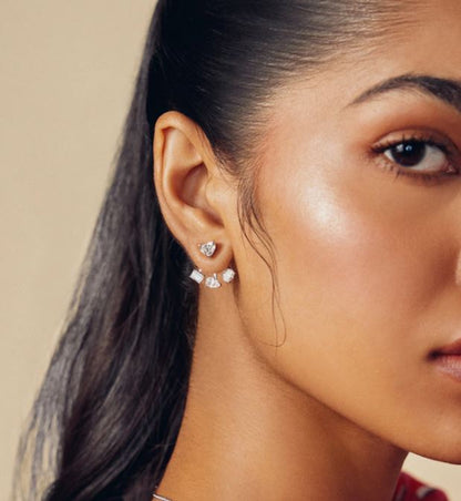 14K Gold Lab-Grown Heart Diamond Stud Earrings