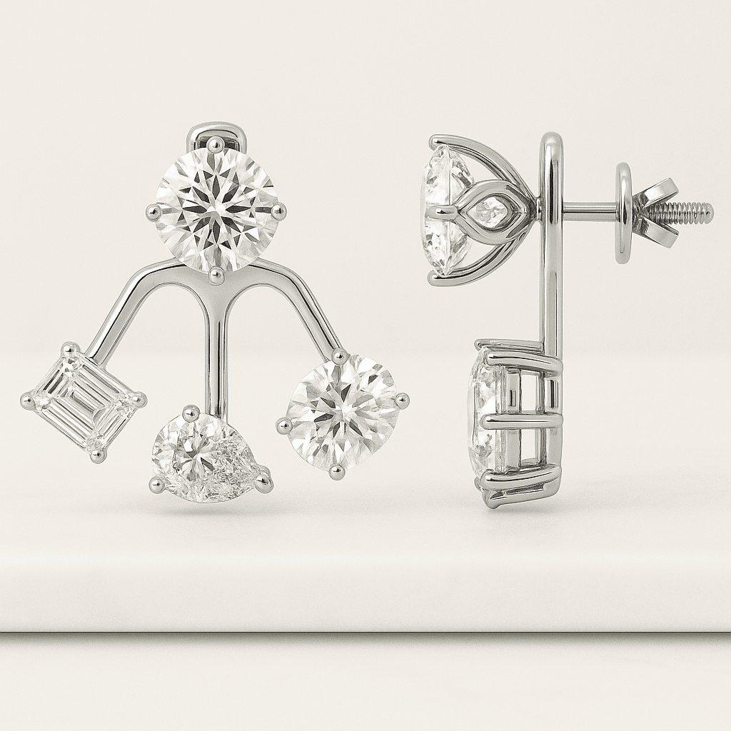 14K Gold Lab Diamond Stud Earrings, CVD Brilliant-Cut Diamond Studs