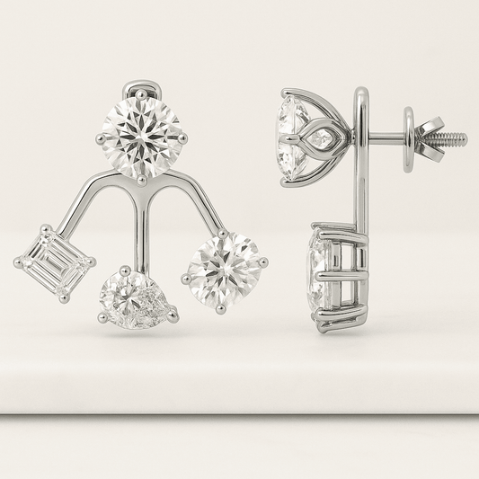 14K Gold Lab Diamond Stud Earrings, CVD Brilliant-Cut Diamond Studs