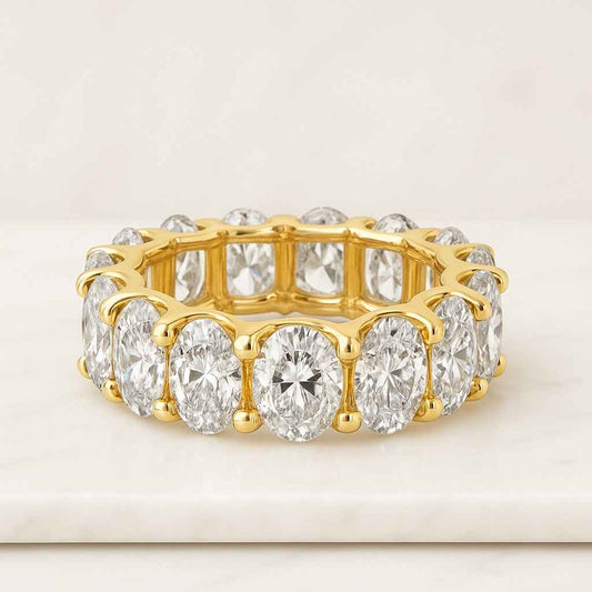 14K Gold Lab Diamond Stacking Band Bridal Anniversary Band Oval Eternity Band
