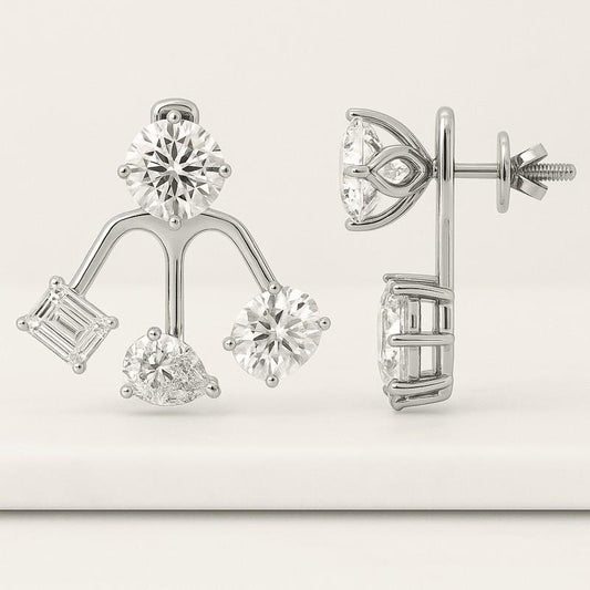 14K Gold Lab Diamond Stud Earrings, CVD Brilliant-Cut Diamond Studs