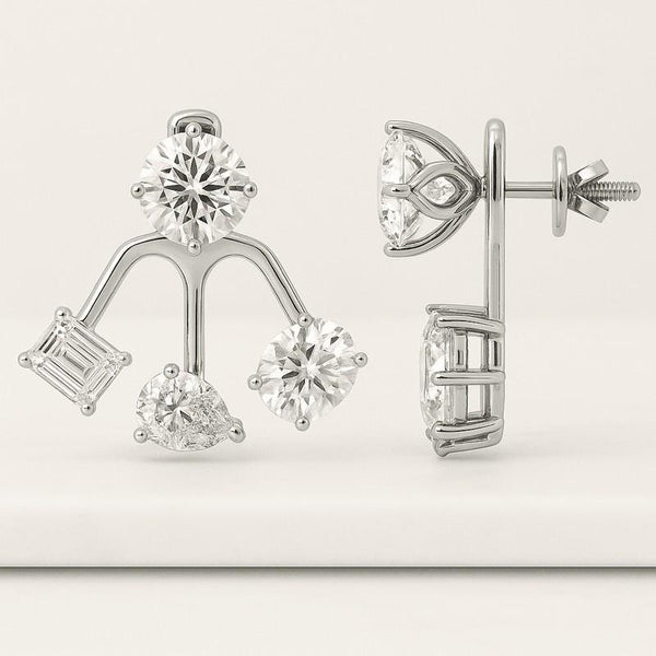 14K Gold Lab Diamond Stud Earrings, CVD Brilliant-Cut Diamond Studs