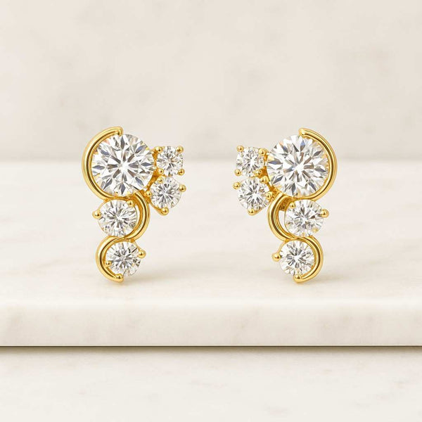 14K Gold Lab Diamond Stud Earrings, CVD Brilliant-Cut Diamond Studs, Classy Round Diamond Studs