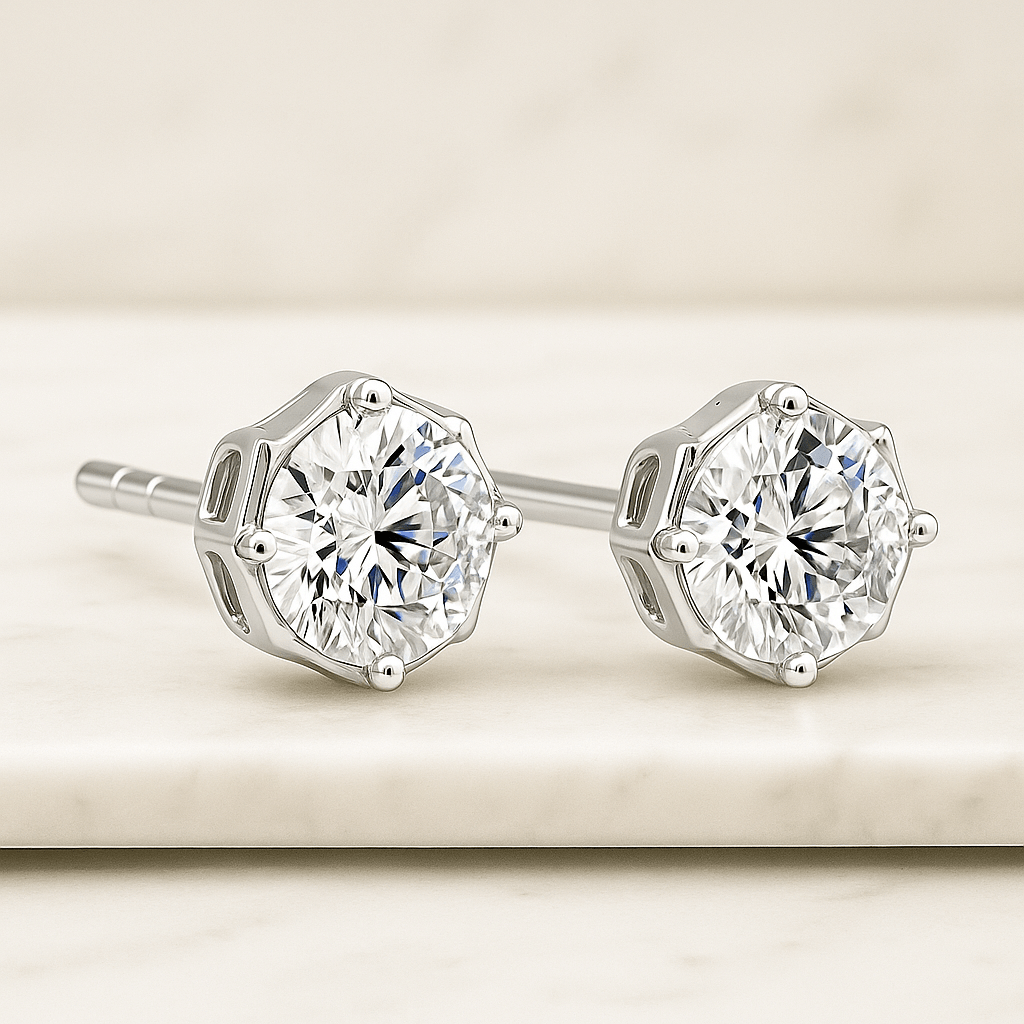 Lab Grown Diamond Earrings, 0.20-5.0 Carat Solid Gold Diamond Earrings, 4Prong Martini Lab Diamond Studs, IGI certified Diamond Earrings