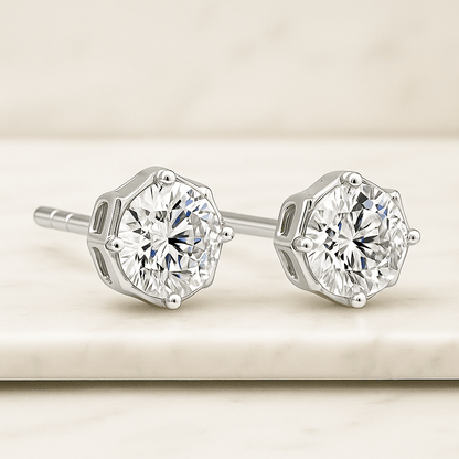 Lab Grown Diamond Earrings, 0.20-5.0 Carat Solid Gold Diamond Earrings, 4Prong Martini Lab Diamond Studs, IGI certified Diamond Earrings