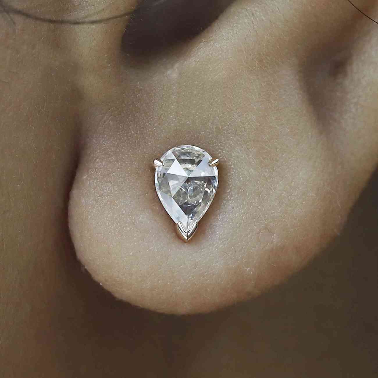 14K Gold Lab Diamond Stud Earrings CVD Brilliant Cut Diamond Studs