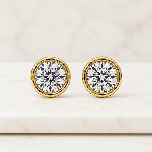 14K Gold Lab Diamond Stud Earrings CVD Brilliant Cut Diamond Studs Classy Round Diamond Studs