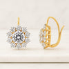 Round Cut Lab Grown Diamond Sunflower Stud Earrings In Yellow Gold