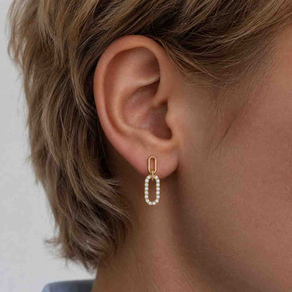 14K Gold Lab Grown Diamond Chain Dangle Earrings: Ethical Jewelry Gift