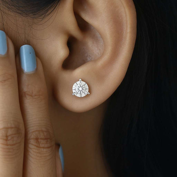 14K Gold Lab Grown Diamond Earrings Stud Screw Back Round Cut IGI Diamond Tester Approved Minimalist Jewelry