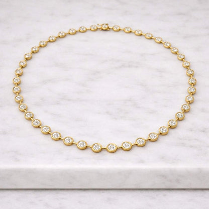 14K Gold Lab Grown Diamond Tennis Choker Necklace, CZ Tennis Crystal Jewelry, Bridal Minimalist Jewelry, Wedding Gift, Dainty Layering Gift
