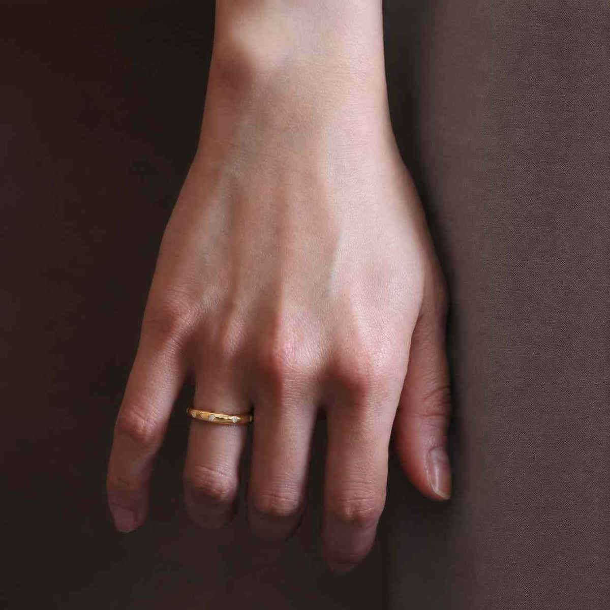 14K Gold Lab Grown Diamond Wedding Band, Flush Set Solitaire Ring
