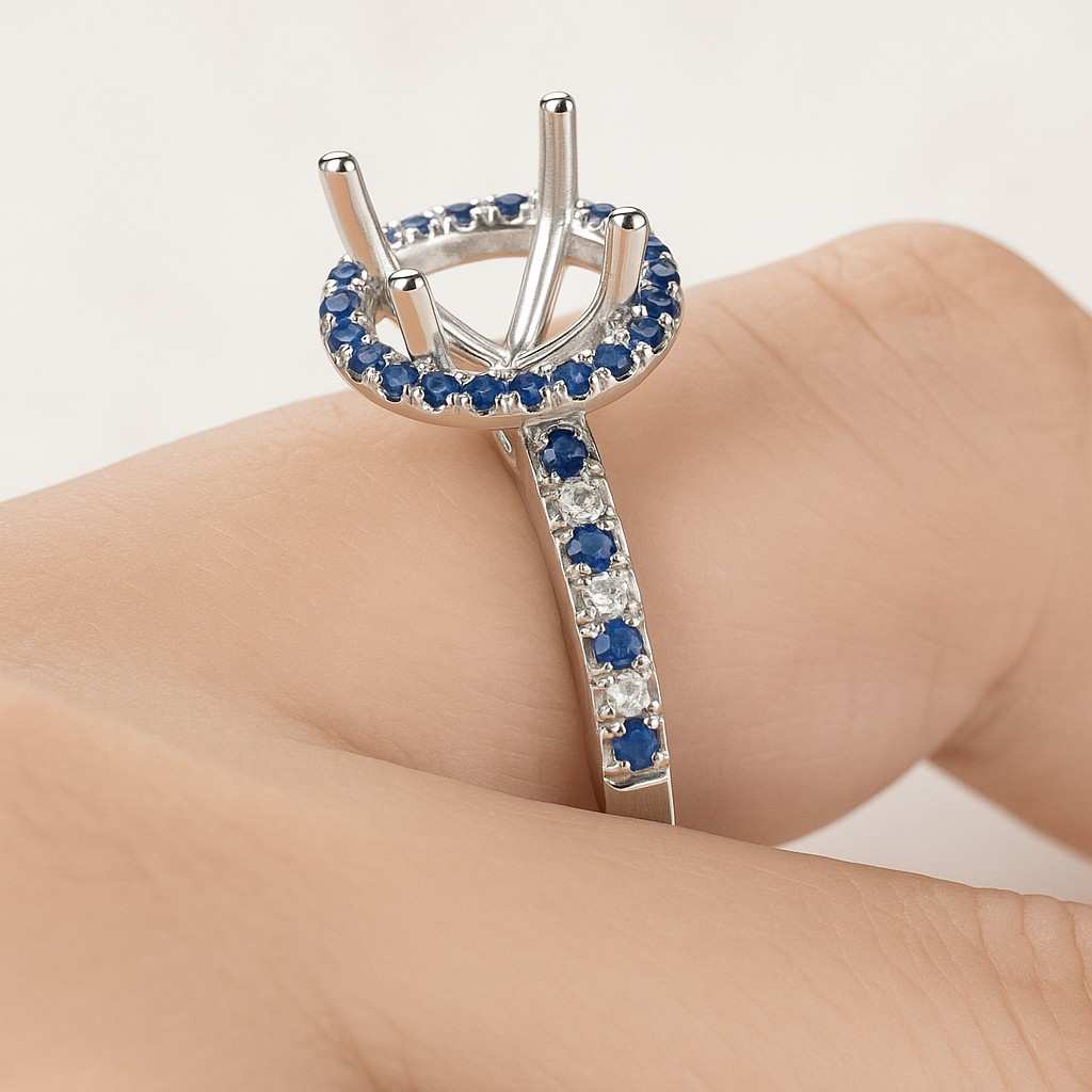 14K Gold Lab Grown Diamond Wedding Band  Seven Stone Eternity Ring