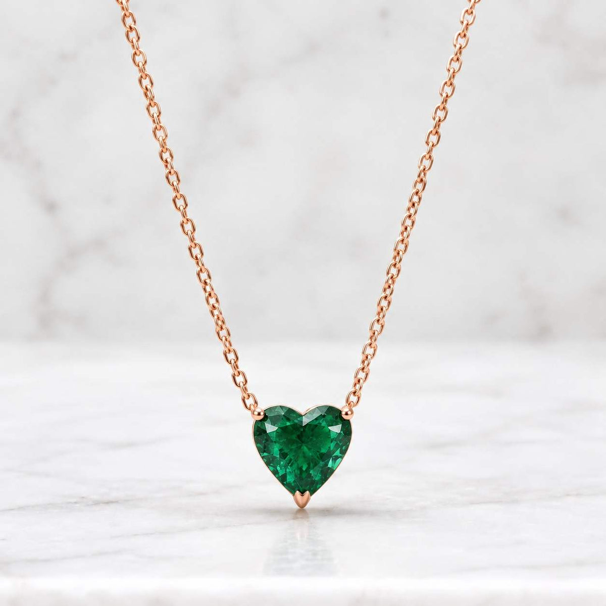 14k gold large colombian emerald heart necklace: green stone pendant
