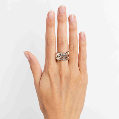 14K Gold Link Connected Ring