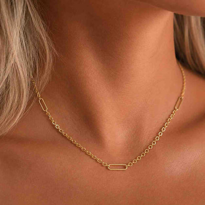 14K Gold Long Chain Necklace, Chunky Round Chain Link Necklace, Layered Everyday Choker Necklace