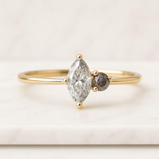 14K Gold Marquise and Round Lab Grown Diamond Band 3MM Alternating Full Eternity Ring Diamond Ring Marquise Diamond Wedding Ring Alternating Marquise Round Diamond Ring