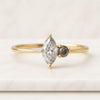 Marquise Cut Salt And Pepper Diamond Ring for Girl Friend