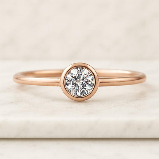 14K Gold Micro Pave Dome Lab Grown Diamond Wedding Ring Cluster Minimalist Stackable Ring