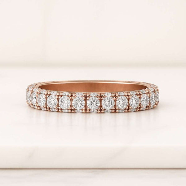 14K Gold Minimalist Stacking Promise Band CVD Diamond Matching Wide Bridal Band