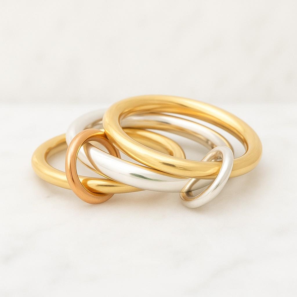 14K Gold Multi Link Ring Eternity Multi Link Connected Ring Two Tone Connected Rings