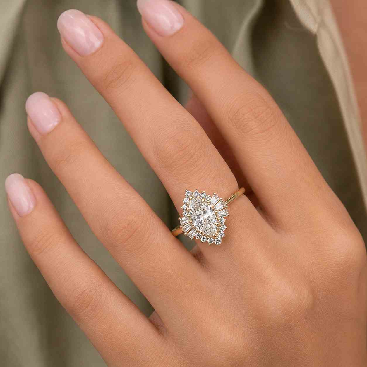 14k gold oval cut engagement ring: igi certified oval cut lab grown diamond ring with round side stone