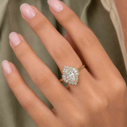 14K Gold Oval Cut Engagement Ring: IGI Certified Oval Cut Lab Grown Diamond Ring With Round Side Stone