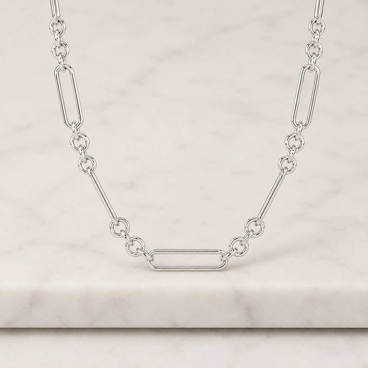 14k gold paperclip chain necklace, rectangle link chain