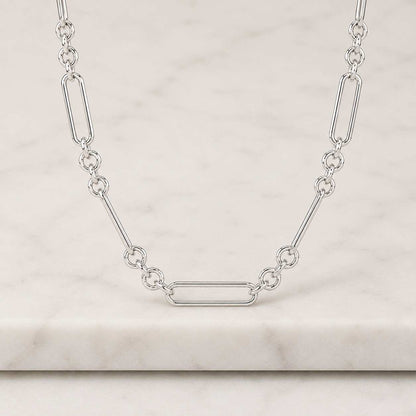 14K Gold Paperclip Chain Necklace, Rectangle Link Chain