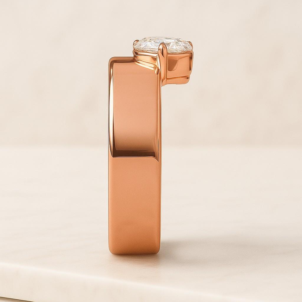 14K Gold Pear Band Solitaire Ring Wedding Promise Ring Anniversary Gift For Her