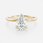 14K  Gold Pear Cut Diamond Basket Style Ring