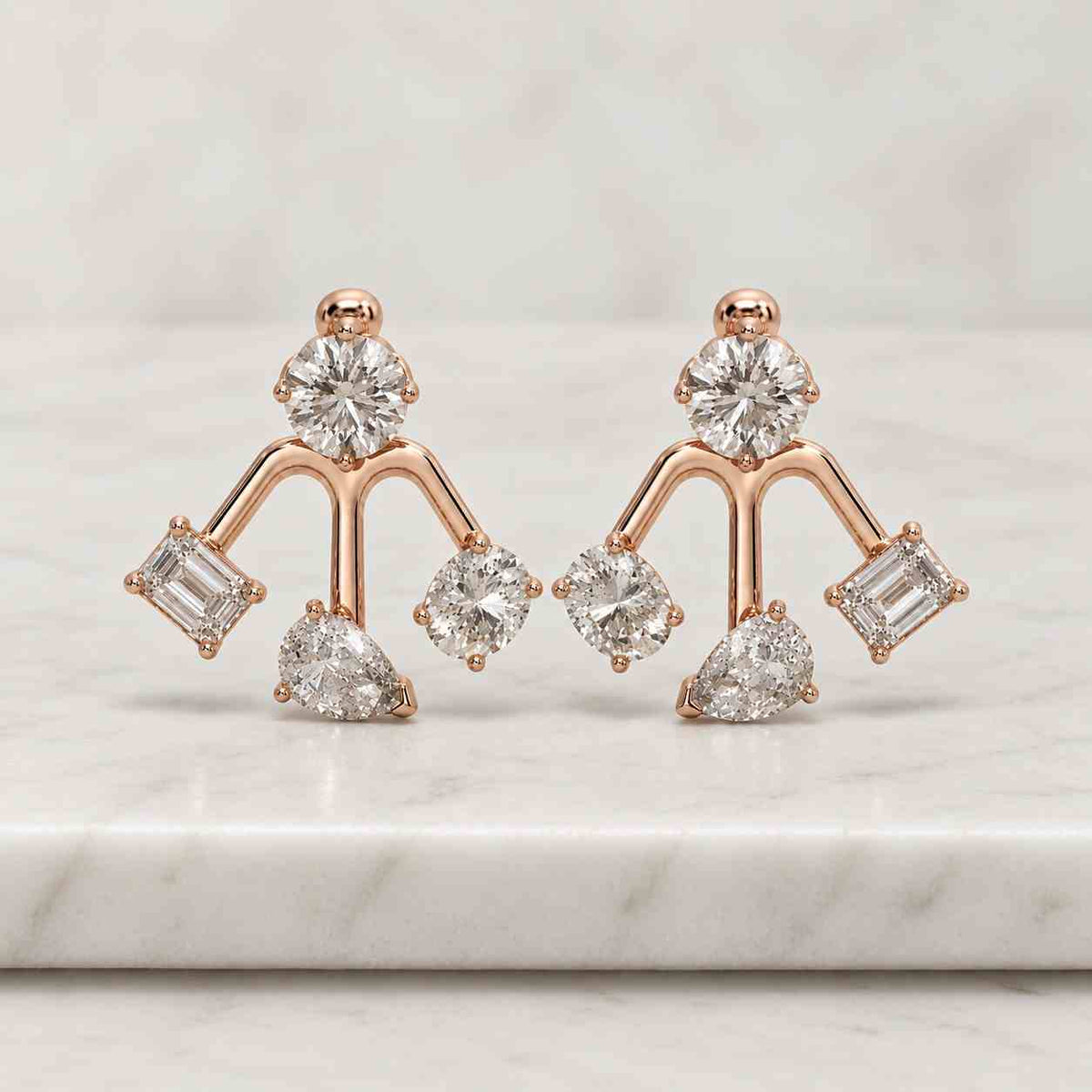 14k gold pear diamond earring jackets, solitaire lab diamond jacket, igi certified