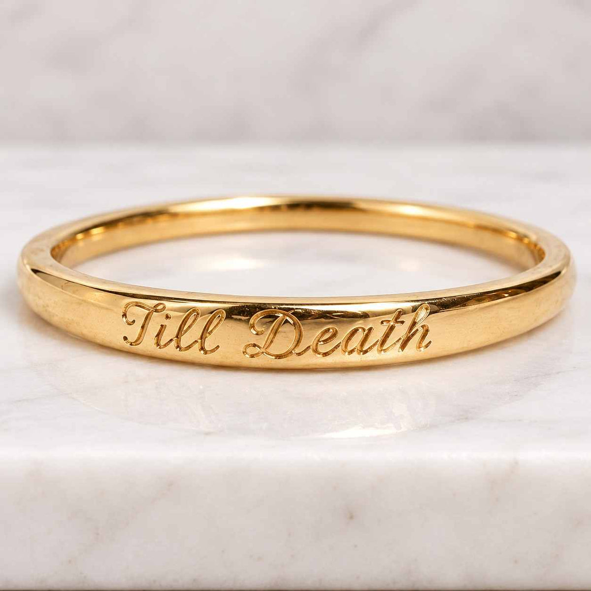 14k gold personalized engraved band ring: minimalist name • gift for mom
