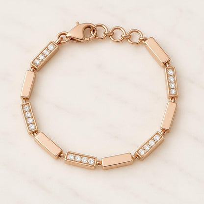 14K Gold Plated Moissanite Diamond Link Bracelet 