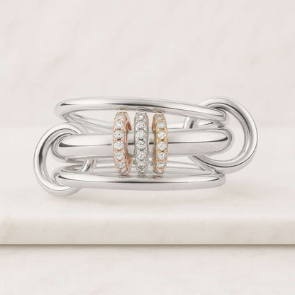 14K Gold Plated Ring, Multi Link Ring Engagement Gold Ring Anniversary Moissanite Gift Statement Ring Mother Gift Ring