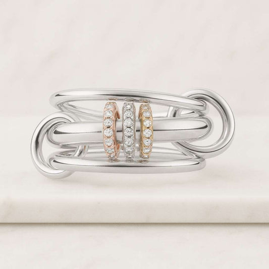 14K Gold Plated Ring, Multi Link Ring Engagement Gold Ring Anniversary Moissanite Gift Statement Ring Mother Gift Ring