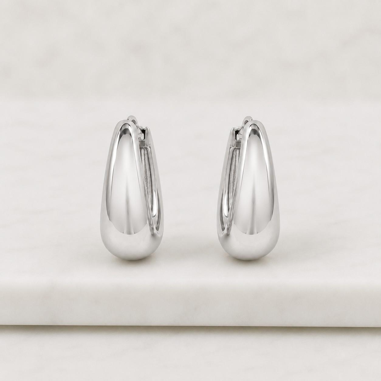 14k gold plated teardrop hoop earrings, sterling silver chunky clicker huggies (6-12mm)
