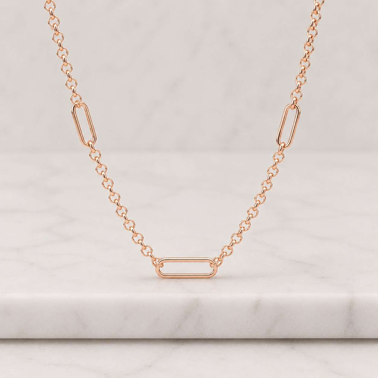 14k gold rectangle long chain necklace, paperclip italian rolo chain, chunky round chain link necklace, layered everyday choker necklace