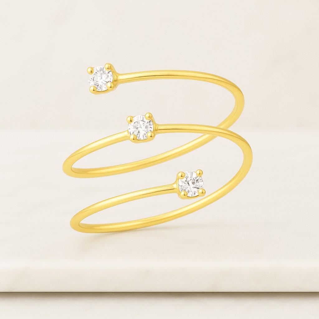 14K Gold Round Cut Lab Grown Diamond Spiral Ring