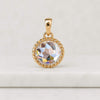 14K Gold Round Rose Cut Moissanite Beaded Bezel Pendant Necklace