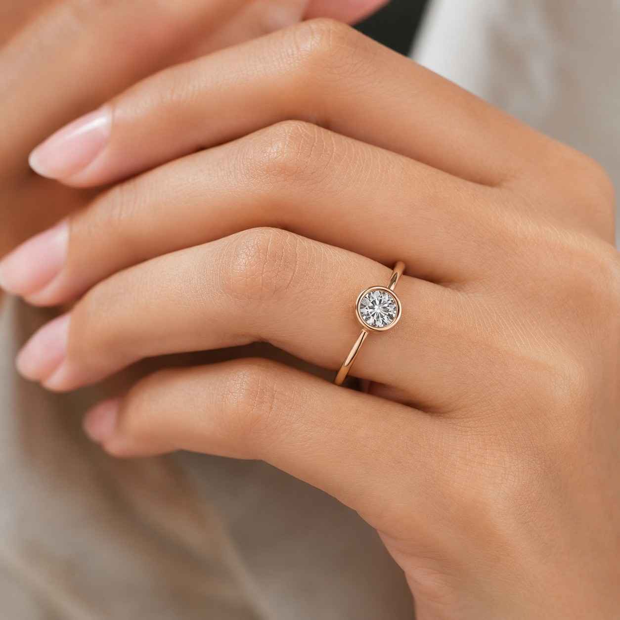 14K Gold Salt & Pepper Diamond Ring | Modern Solitaire Engagement Ring, |Engagement Ring, Gift for her
