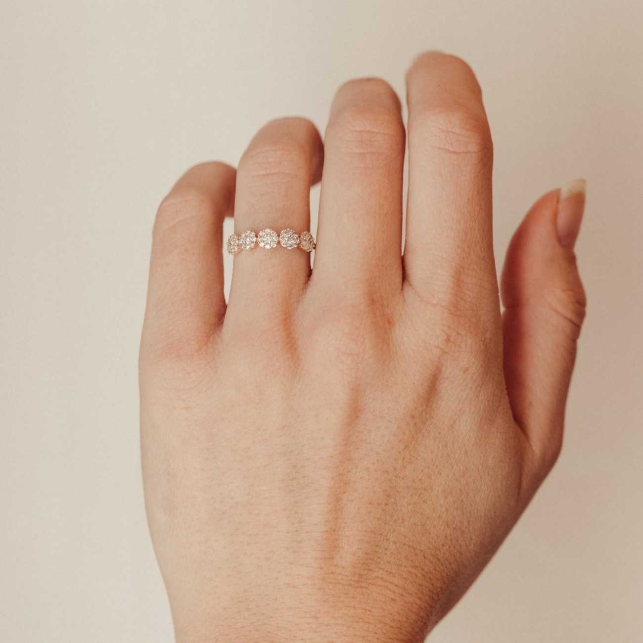 14K Gold Scattered Lab Diamond Ring for Women