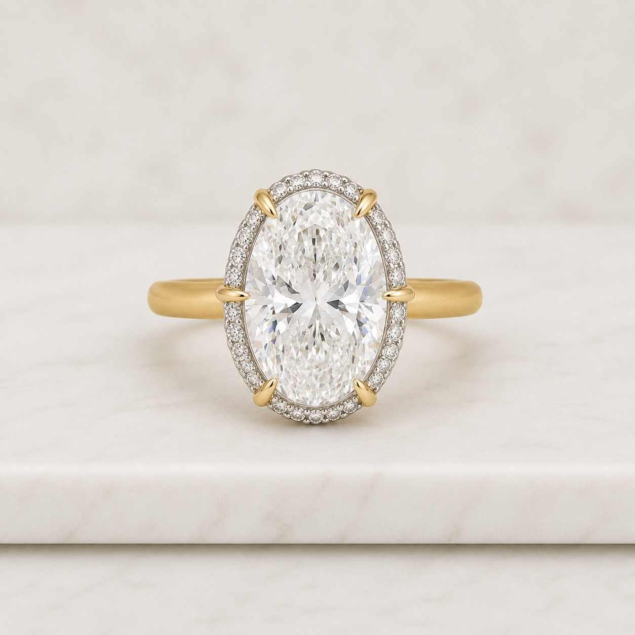 14K Gold Solitaire, EF+ VS+ Colorless Oval Ring, Unique Bridal Anniversary Gift