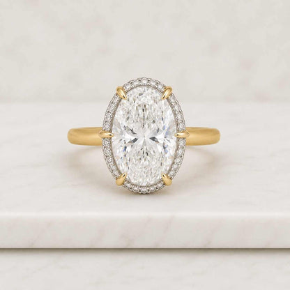 14K Gold Solitaire, EF+ VS+ Colorless Oval Ring, Unique Bridal Anniversary Gift