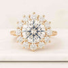 Vintage Cathedral Setting Halo Moissanite Ring Round Diamond Wedding Ring