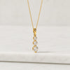 Round Cut Lab Grown Diamond Three Stone Gold Pendant Necklace