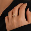 14K Gold Double Cross Ring Dainty Religious Jewelry