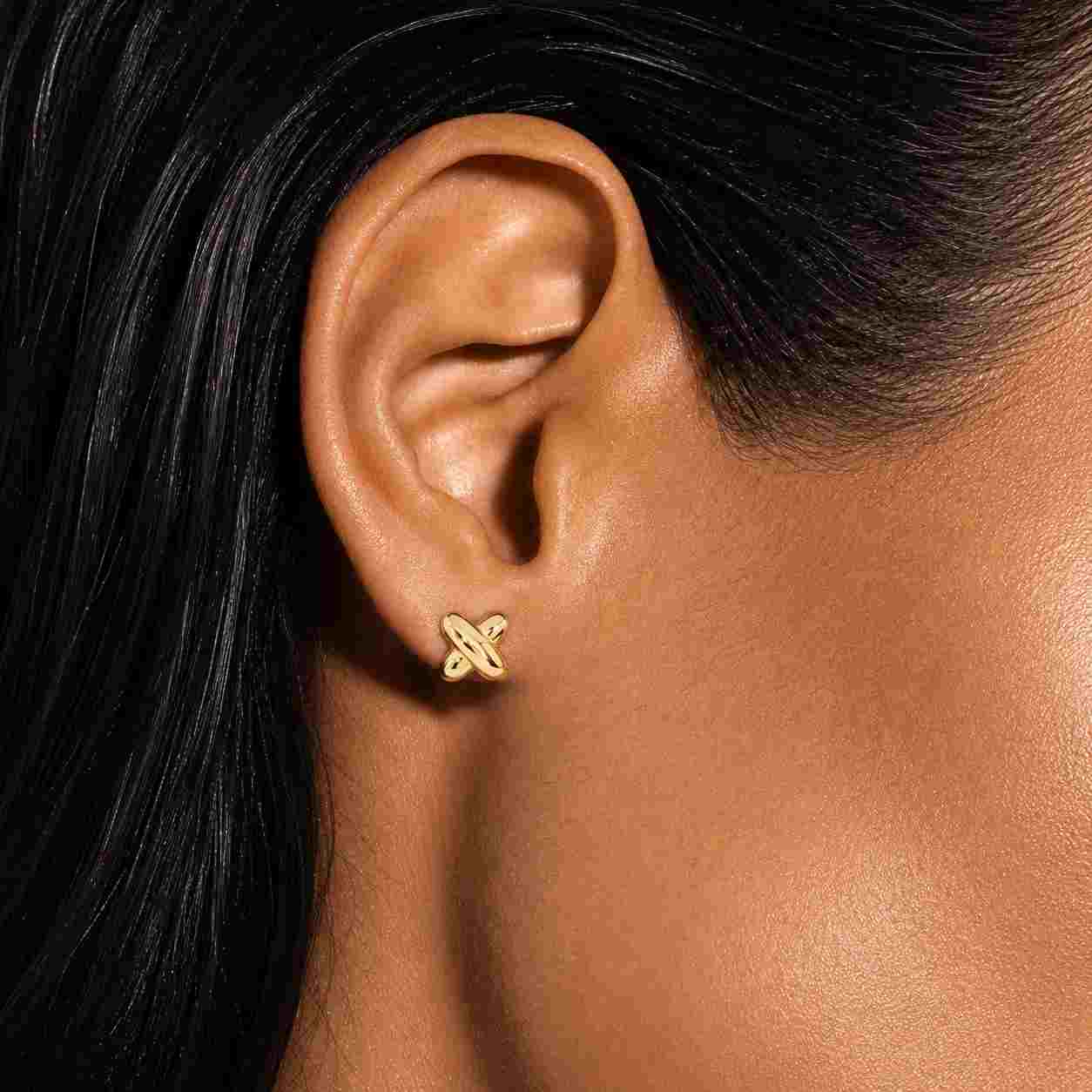 14K Gold X Stud Earrings: Minimalist Fine Jewelry
