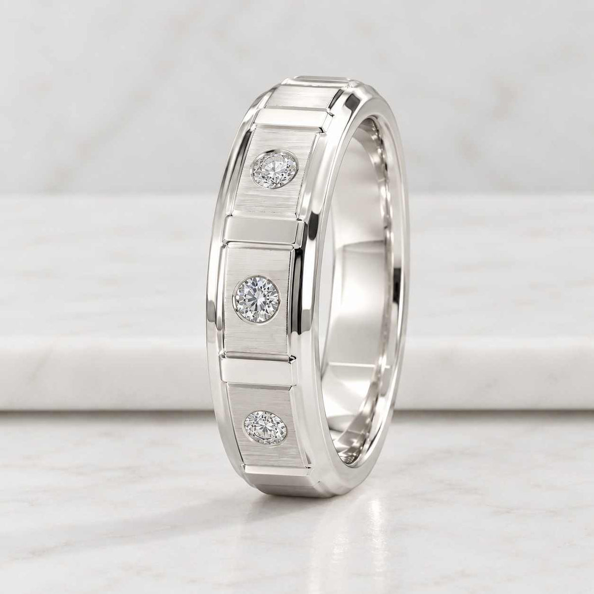 14k lab grown diamond couple rings,minimalist matching wedding promise rings set,engravable,three stones engagement bands for mens and women
