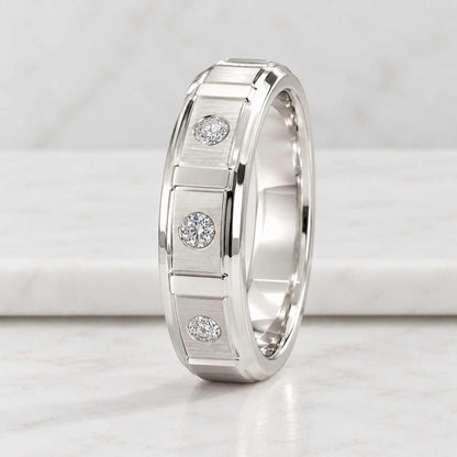 14K Lab Grown Diamond Couple Rings,Minimalist Matching Wedding Promise Rings Set,Engravable,Three Stones Engagement Bands For Mens And Women
